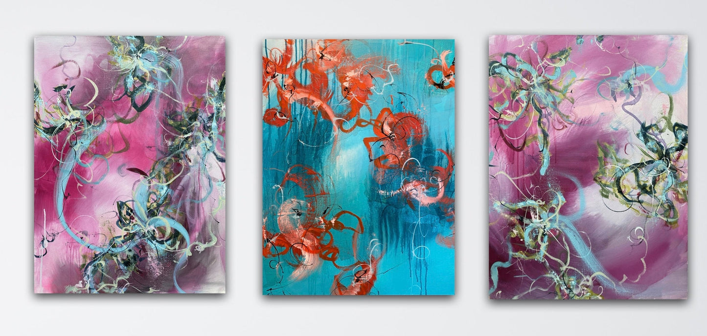 Pink Turquoise Pink (Triptych)